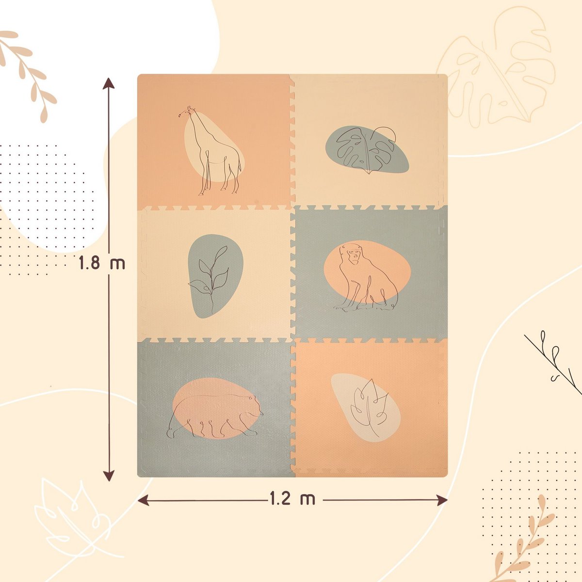 Tapis de jeu en mousse Hakuna Matte XXL «Jungle Sunset» 1,8 x 1,2 m