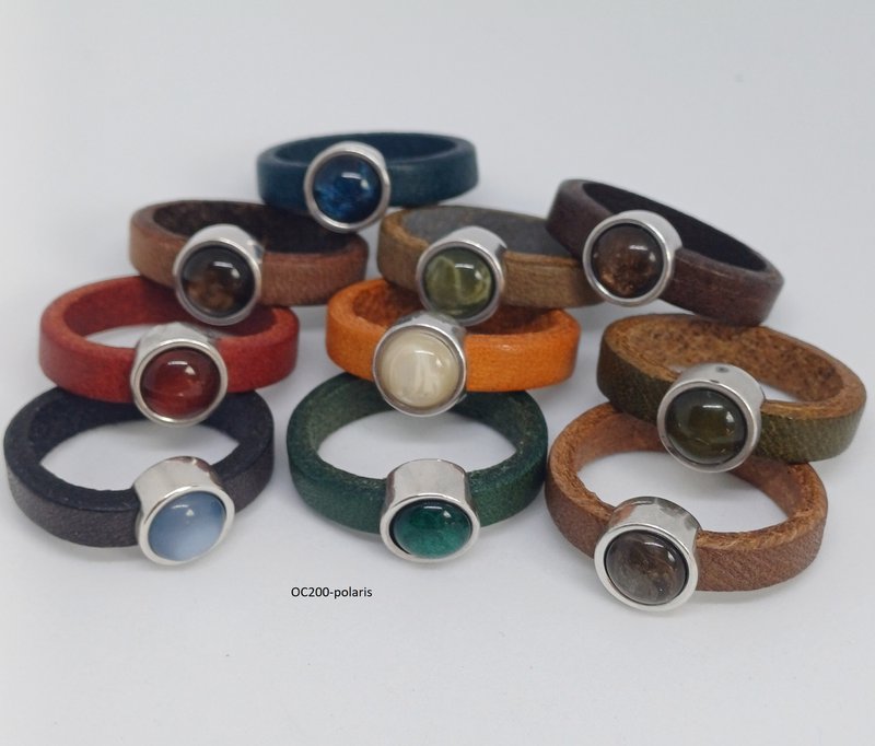 Leather rings rings 5mm antique silver with polaris (10x)