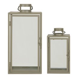 Faroles Corfú - Verde, Acero, Vidrio, 13/19,5x13/19,5x25,5/40 cm - Juego de 2