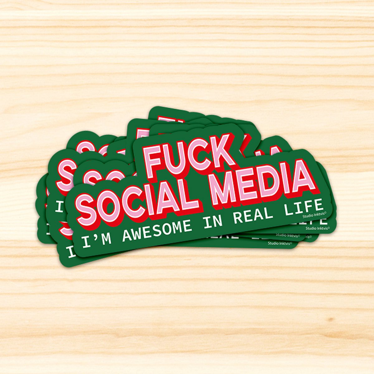 Sticker Fuck Social Media Jeg er fantastisk i det virkelige liv