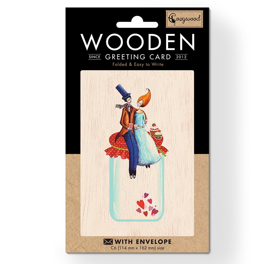 Love Jar Wooden folded greeting card