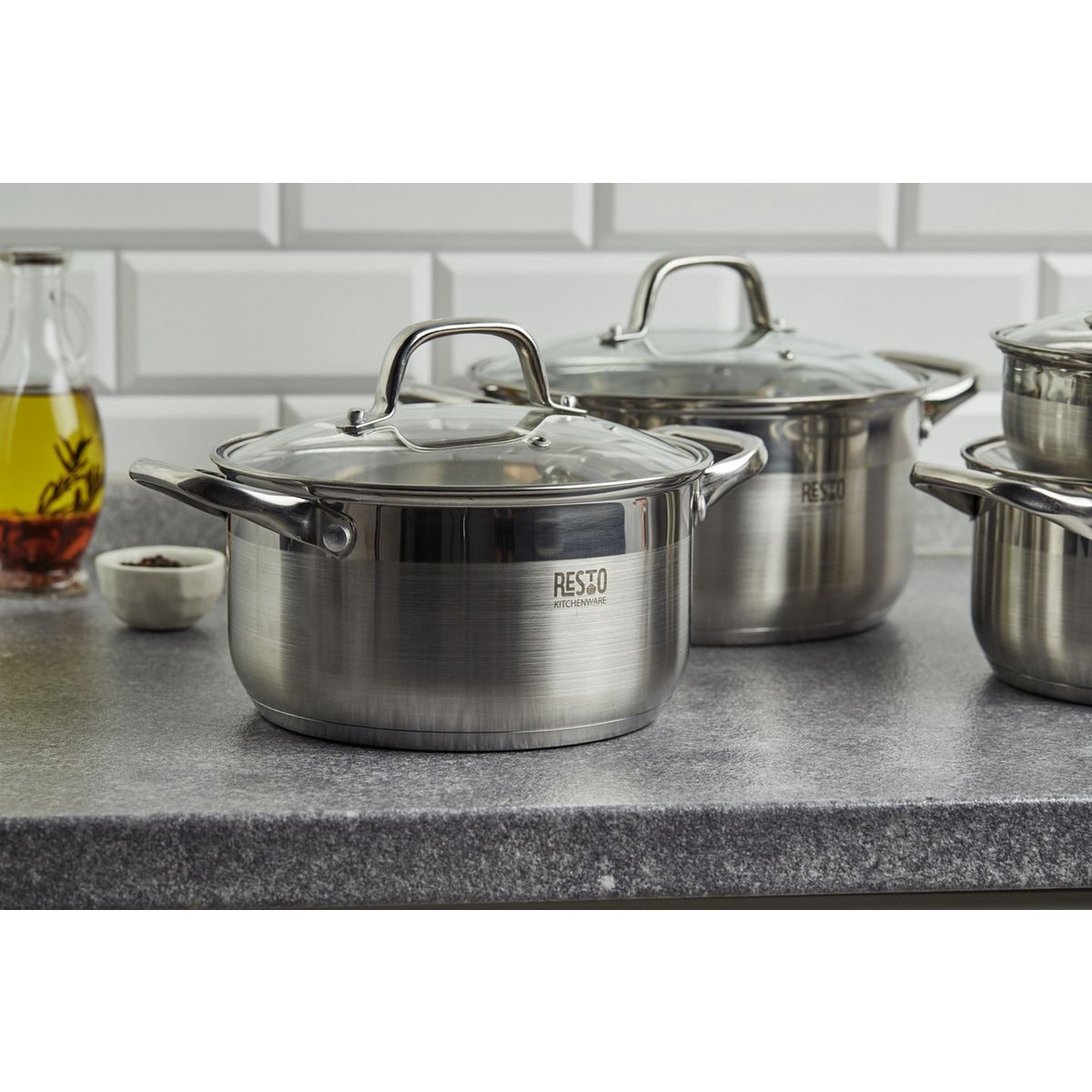 RESTO 92003 Libra Kookpan - 3.6 Liter - Rond Ø20 cm - Roestvrijstaal - Inductie Pan - Braadpan met Glazen Deksel