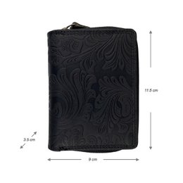 Wallet Women - Buffalo Leather - Leather - RFID - Flower Print - In 5 Colors