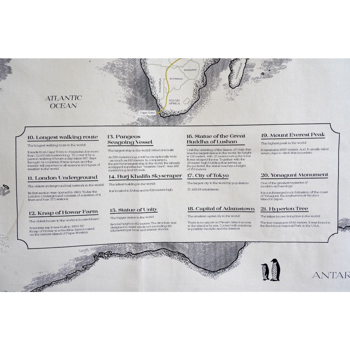 Cotton world map for children "Civilisational achievements"