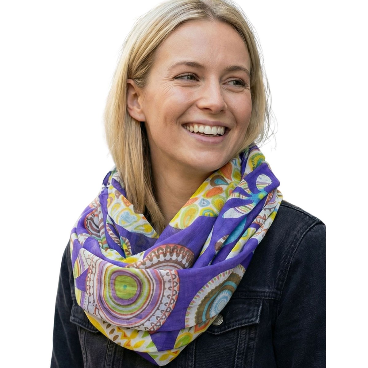 Sunsa set de 3 bufandas de lazo, bufanda de lazo para mujer, pañuelo redondo hecho de 100% algodón, bufanda de tubo para ella, bufanda redonda para verano/primavera/otoño