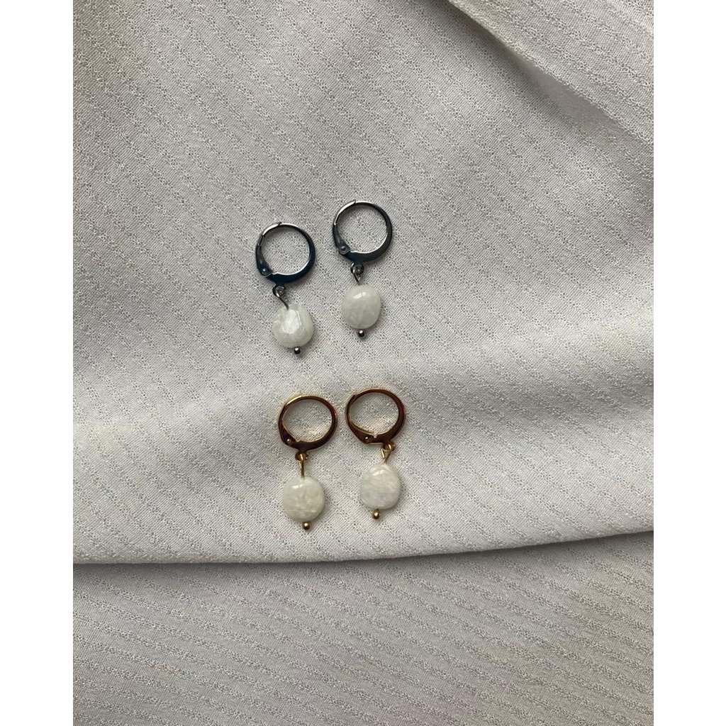Natural Stone Earrings Stainless Steel gold/silver 'Moonstone'
