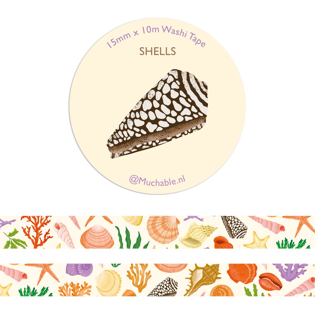 Nastro Washi/nastro di carta - illustrazione del modello di conchiglie