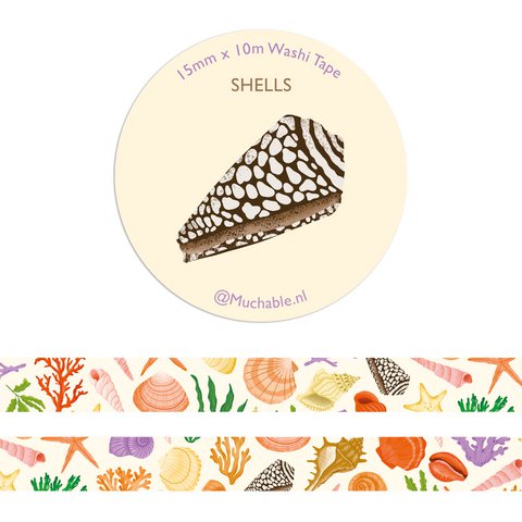 Washitape / papier tape - schelpen patroon illustratie