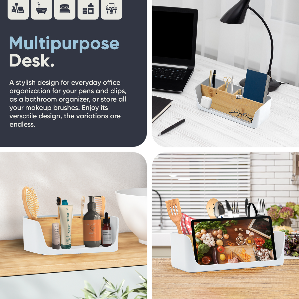 ECO Schreibtisch Organizer | Tisch- Büro- Kosmetik- Organizer | Handy & Tablet Halterung