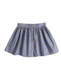 Meisjesrok in denimblauw met volant F110-21212071