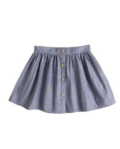 Meisjesrok in denimblauw met volant F110-21212071