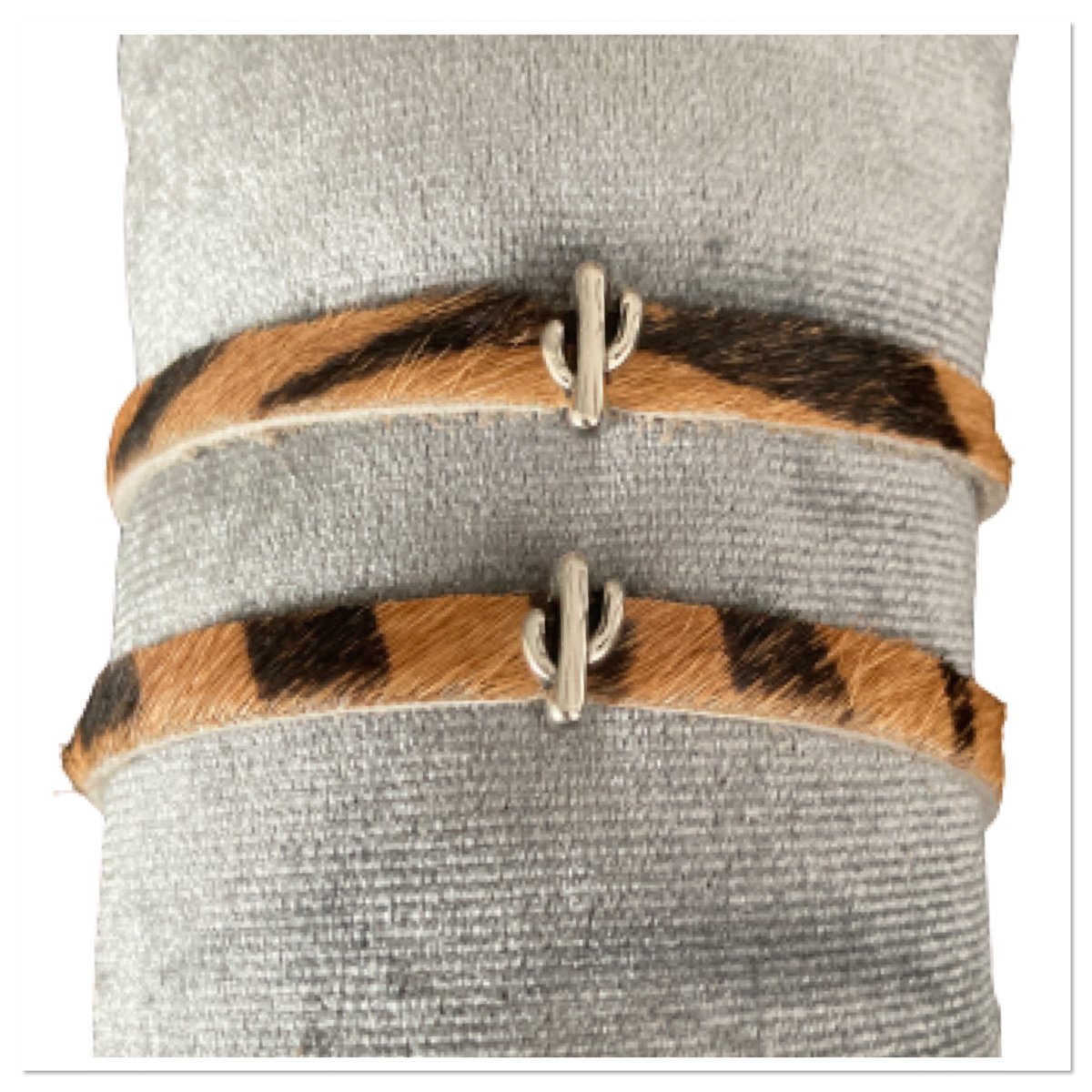 Bracelet cuir imprimé animal cactus