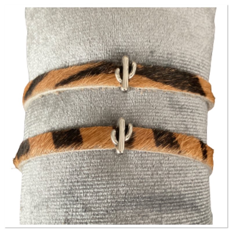 Bracelet cuir imprimé animal cactus