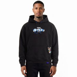 Kapuzenpullover mit Teddybär-Print Schwarz