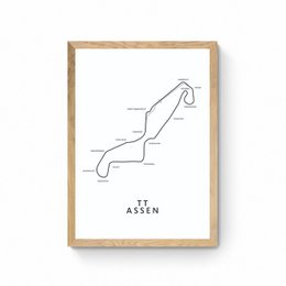 TT Assen - Circuit Map - White - Map Poster