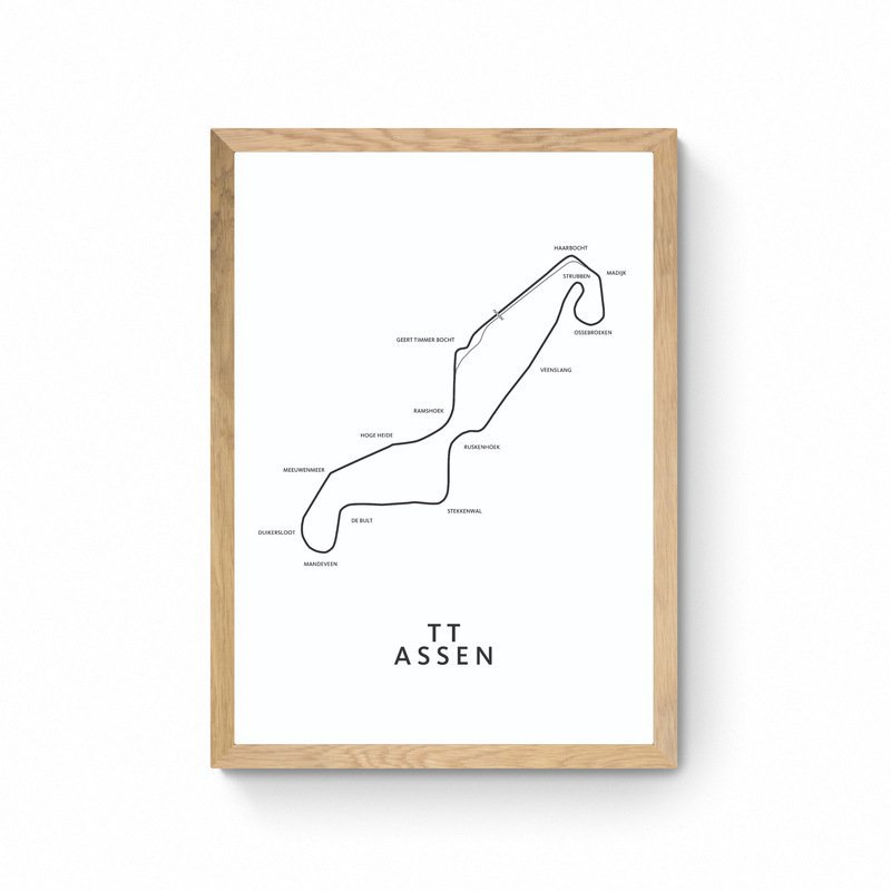 TT Assen - Circuit Map - White - Map Poster
