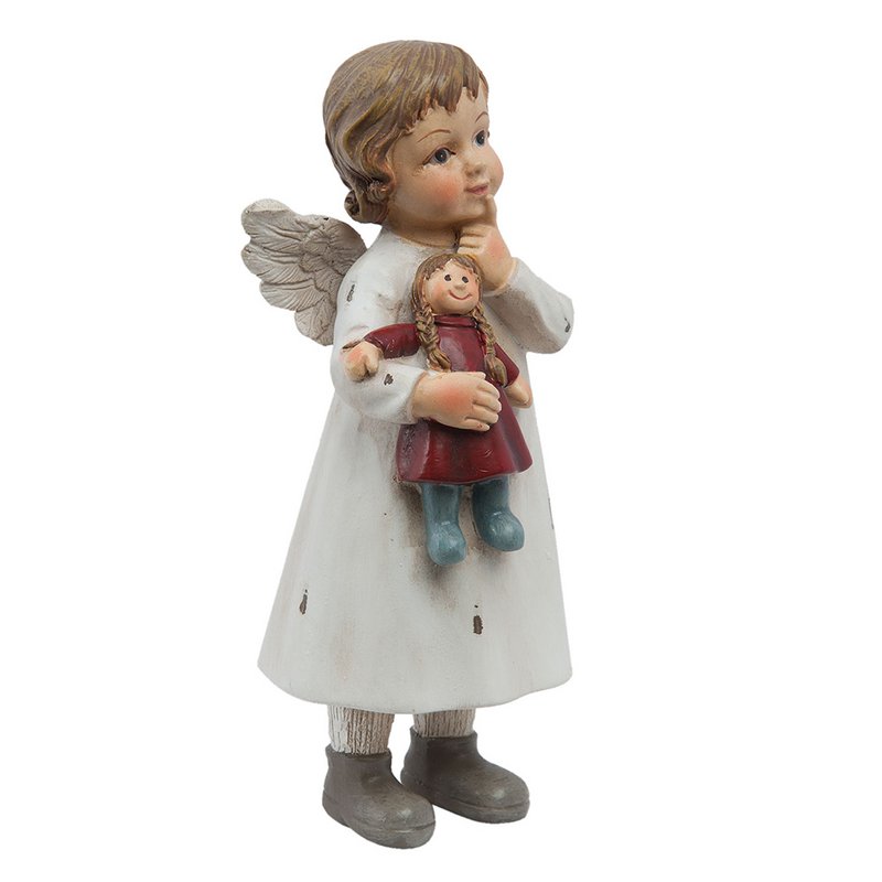 Bild Angel 6x5x14 cm Weiße Polyresin Weihnachtsdekoration