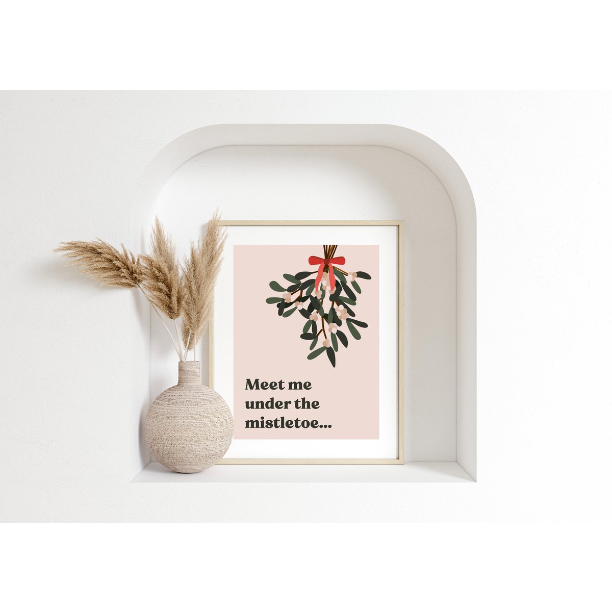Mål mig under Mistletoe -plakaten, Marrier -plakaten, juleplakat, juleprint, mistelten print