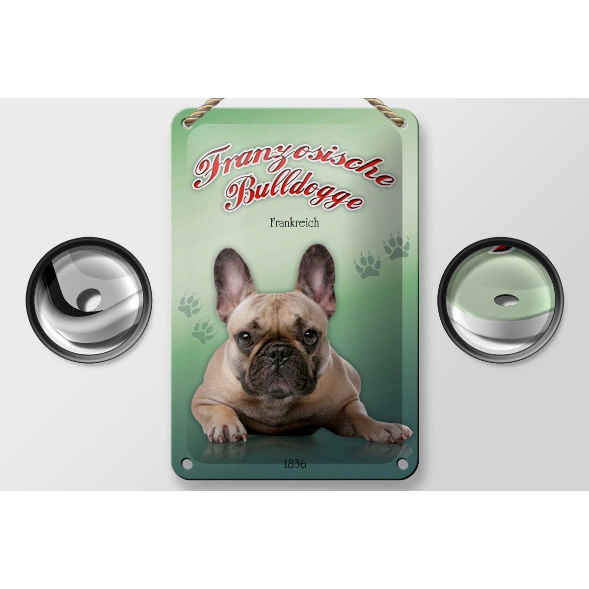 Tin Sign Dog 12x18cm French Bulldog Decoration