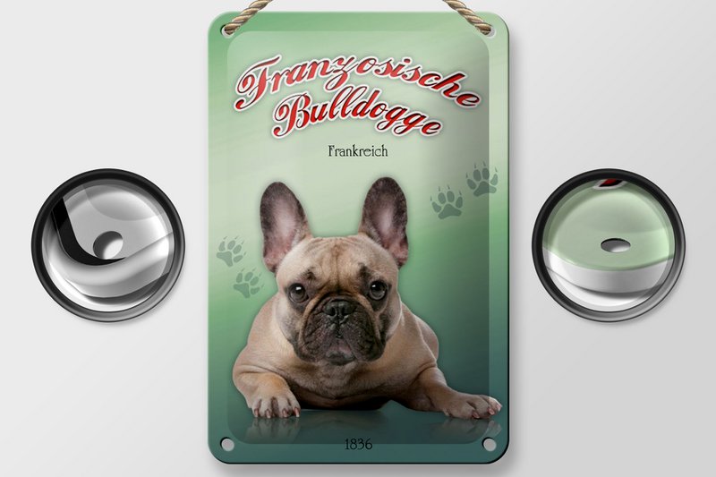Tin Sign Dog 12x18cm French Bulldog Decoration