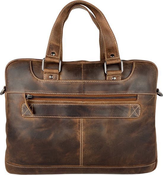 Bolso portátil Messenger Bag 15 Cognac de cuero de búfalo de 6 pulgadas