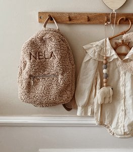 Teddy children's backpack with an embroidered name - beige