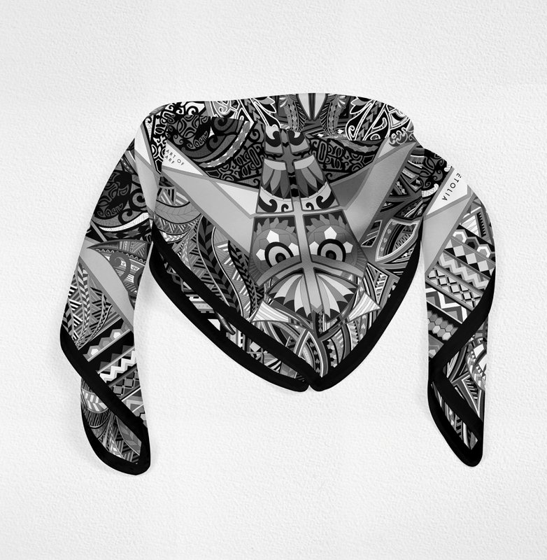 Power of Life - Sort - 90*90 cm - 100% Silke Twill