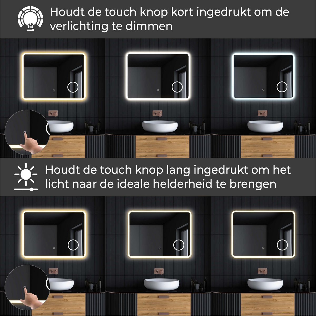 LED-spiegel Lumoire Elysium 80 cm 3x vergrootglas