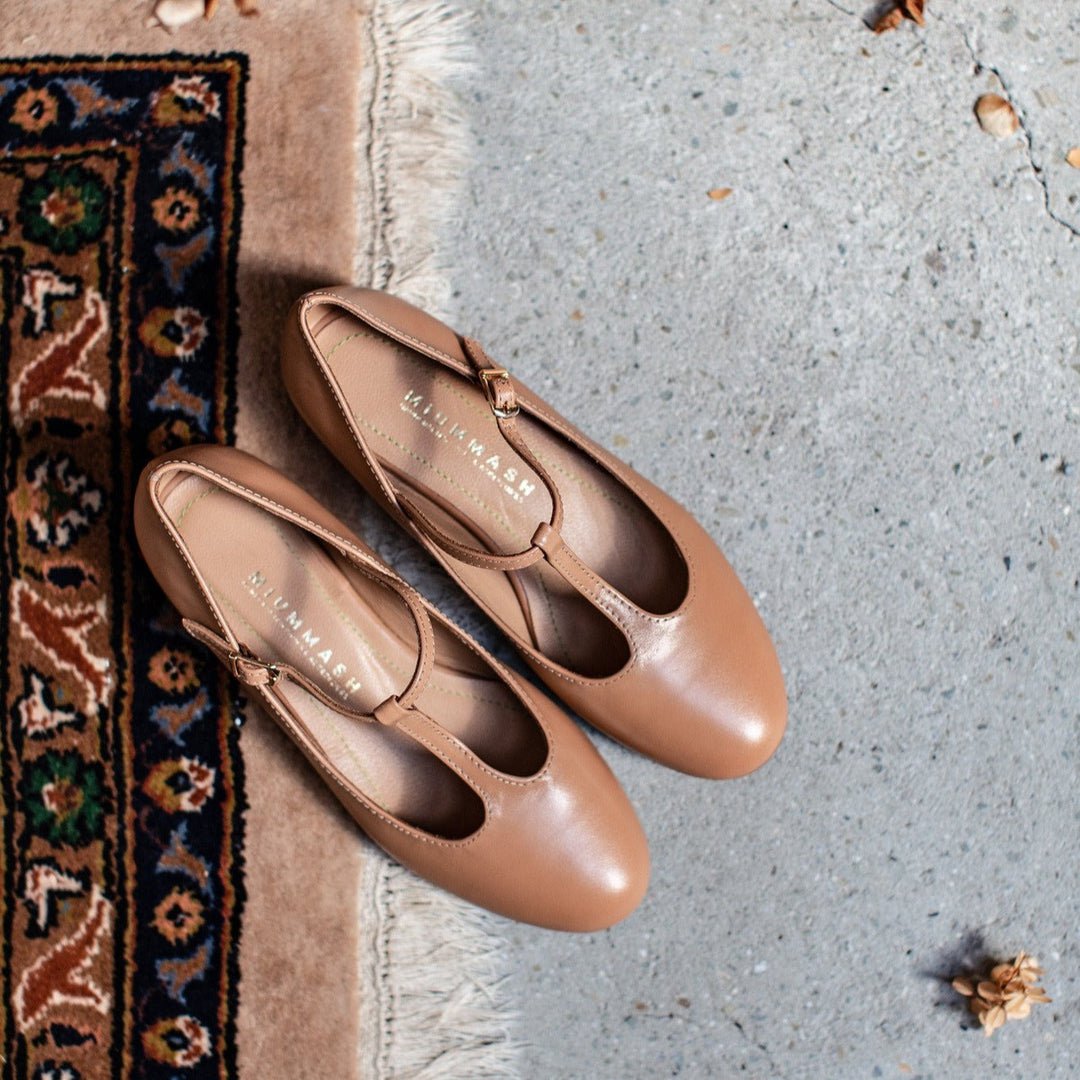 Handgemaakte leren ballerina's - Lotta - beige 34-42