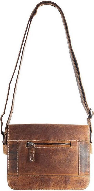 Umhängetasche für Damen mit hellbraunem Büffelleder - Praktischer Ledertasche mit mehreren Reißverschluss -Taschen, perfekt für Organisation und Stil.