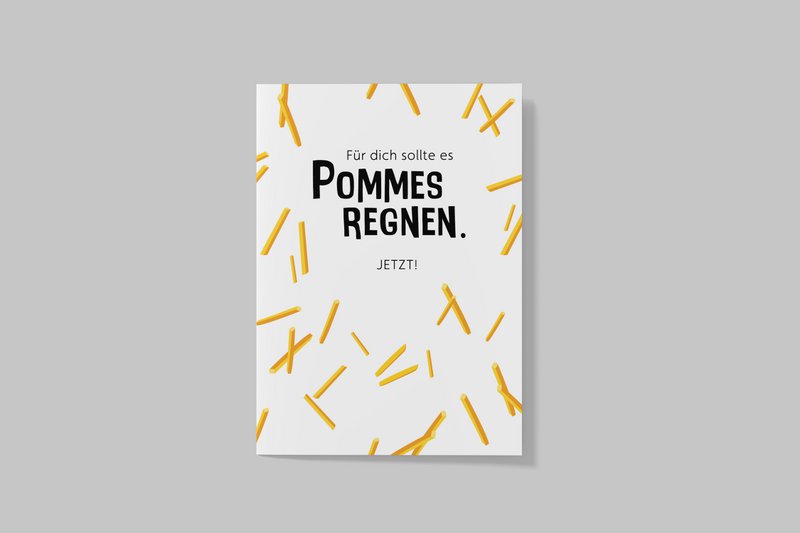 Postkarte "Für dich sollte es Pommes regnen", Frittenfreitag, Pommesliebhaber, Geburtstagskarte, Fritten, Fries
