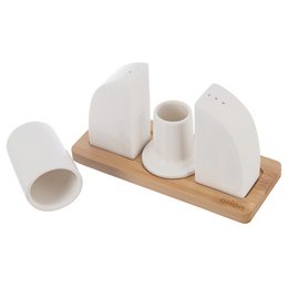 Porzellan mit Salz- und Pfefferschütteln mit Ständer WhiteLine 4 PCs