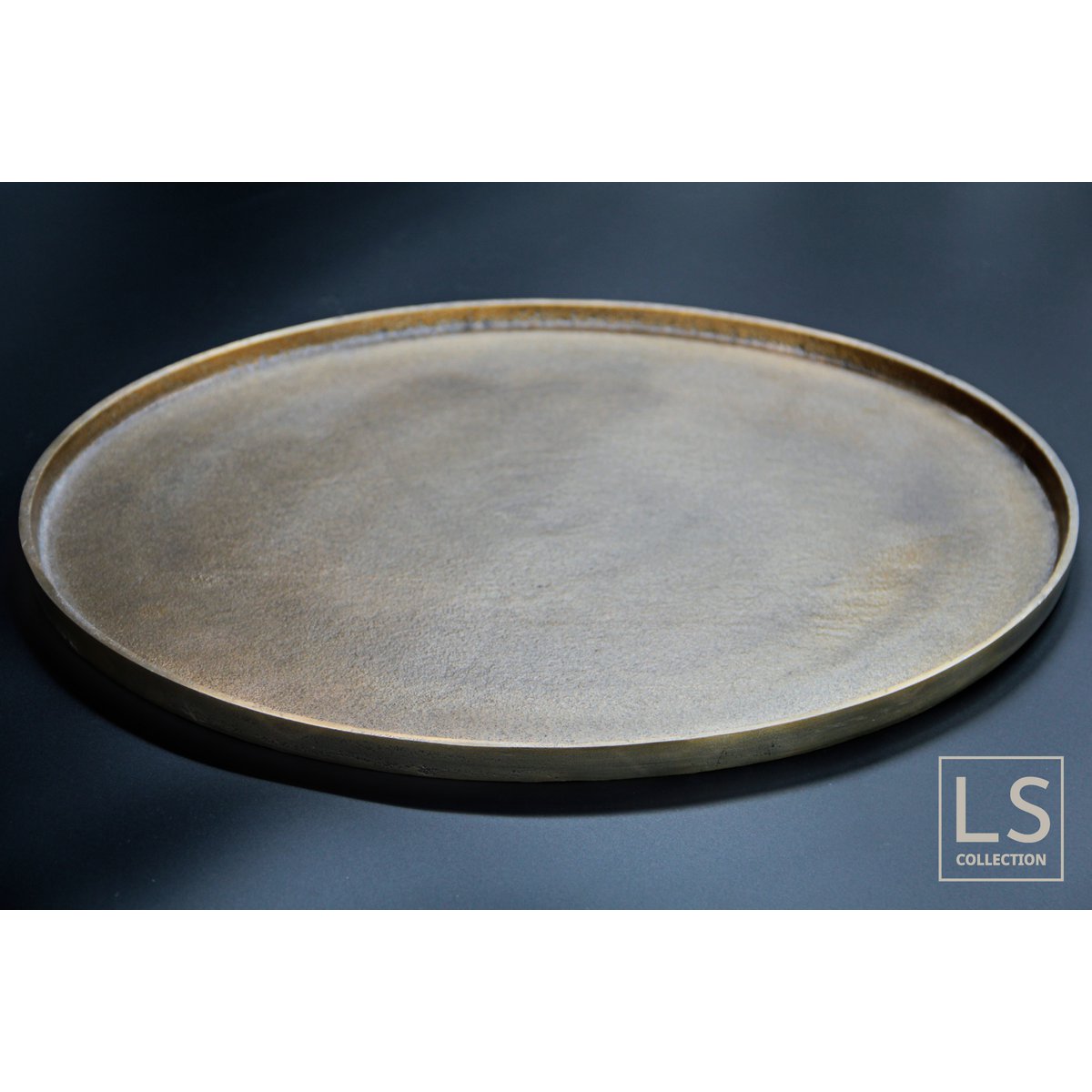LS Collection® - Tablett - Metall - Skala - Antike Gold - Bronze - Runde 45 cm - Dekorative Accessoires - Japandi - Hauszubehör - Heimdekoration