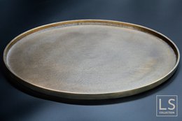 LS Collection® - Bakke - Metal - skala - Antik guld - Bronze - Runde 45 cm - Dekorativt tilbehør - Japandi - Hjemtilbehør - Hjemmedekoration