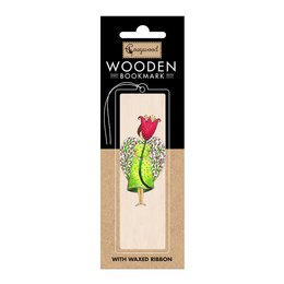 Marcapáginas de madera ángel y flor