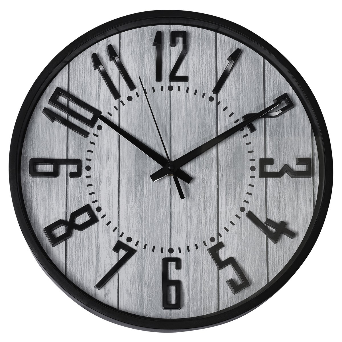 Wanduhr - Ø 30,5 cm, schwarz/ Holzoptik grau