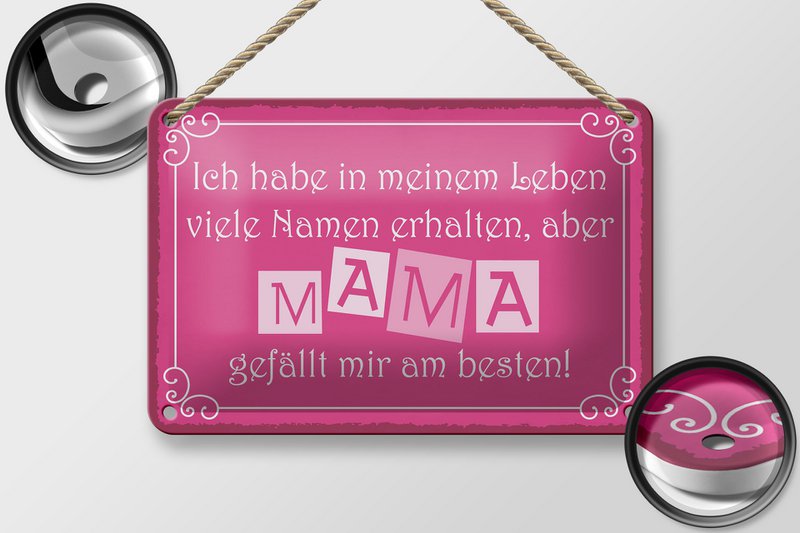 Tin sign saying 18x12cm Name Mom is my favorite decoration