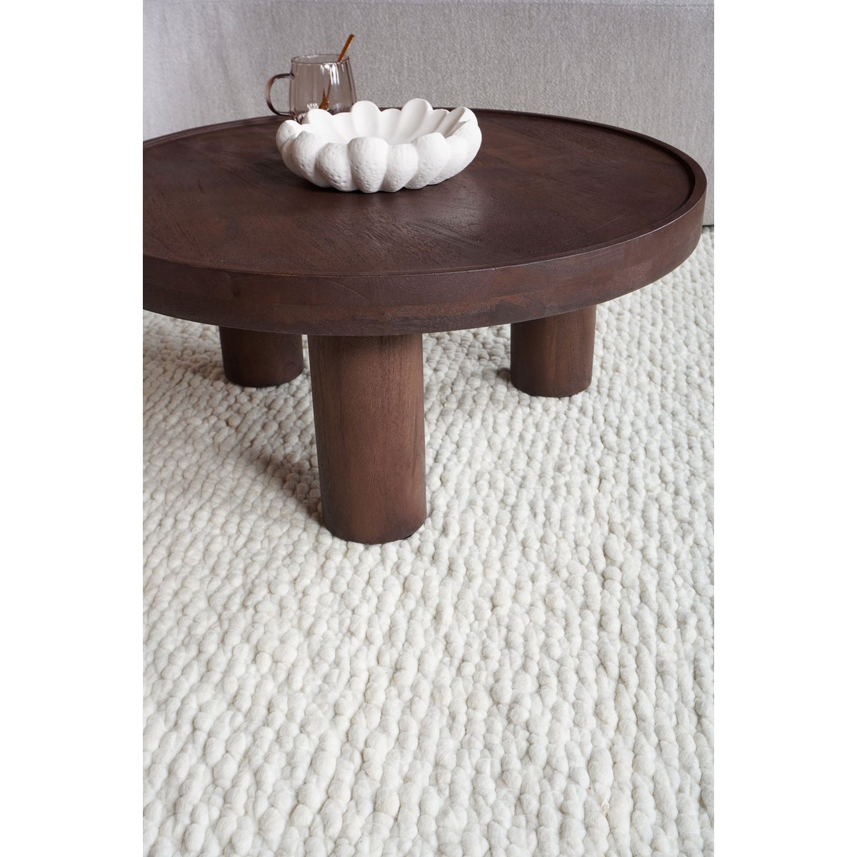 Coffee table Tias ø70 cm - Espresso Mango wood