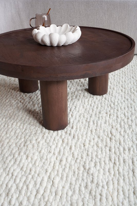 Coffee table Tias ø70 cm - Espresso Mango wood