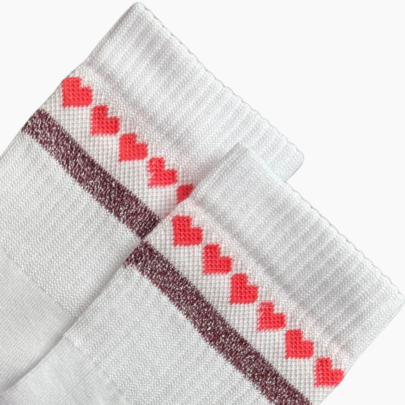 Glitzersocken Herzchenkette - rot