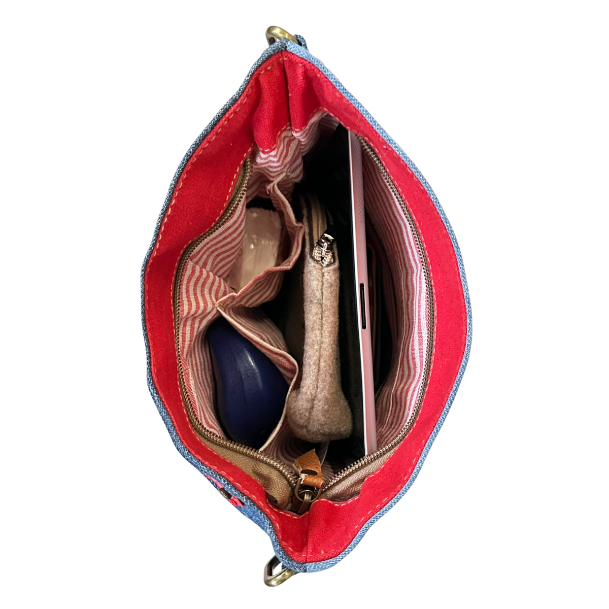 Sunsa dames schoudertas. Schoudertas gemaakt van upcycled jeans en canvas. Handtas vintage retro-stijl. Crossbodytas voor dames.