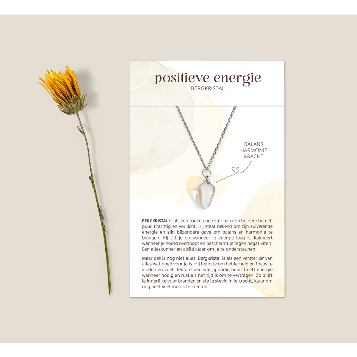 Gemstone necklace with rock crystal - positive energy