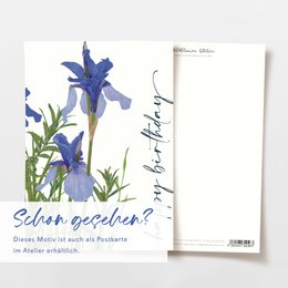 Klappkarte 'happy birthday' blaue Blumen, inkl. Umschlag
