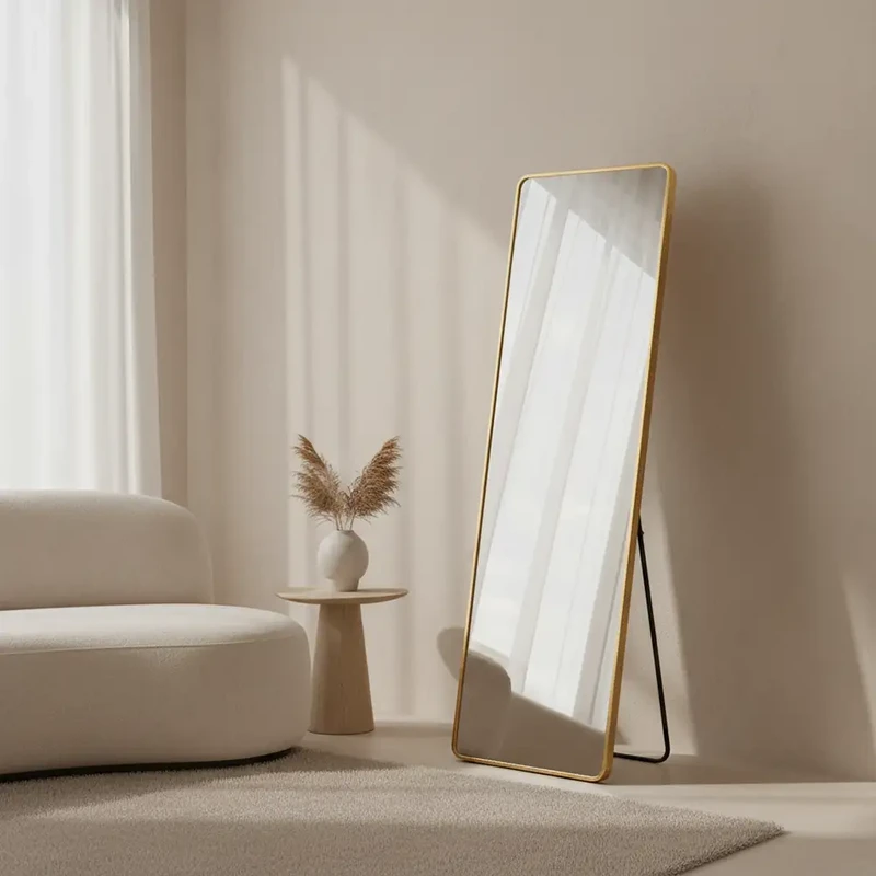 Passspiegel Gold mit Ständer 50x150 cm - Standspiegel Gold