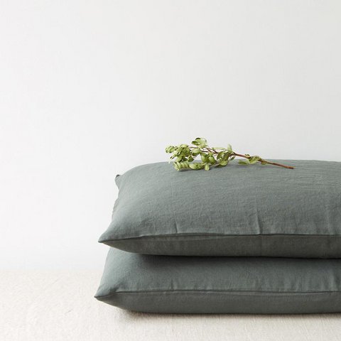 Forest Green Linen Pillowcase