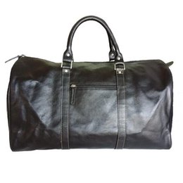 Håndlavet rejsetaske i sort læder – Artisan 22,8" (58 cm) "Obsidian" duffel med beskyttende basenitter og Executive finish