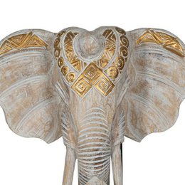 Decorative Figure White Golden Natural Elephant