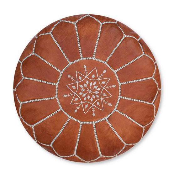 Lederen Pouffe - Terra Brown