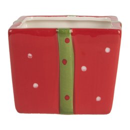 Vorratsdose Geschenk 9x9x11 cm Rote Keramik