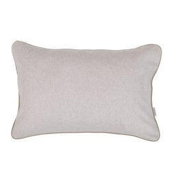 Light gray linen pillowcase, rectangular shape, decorative piping trim, 60x40cm cushion cover
